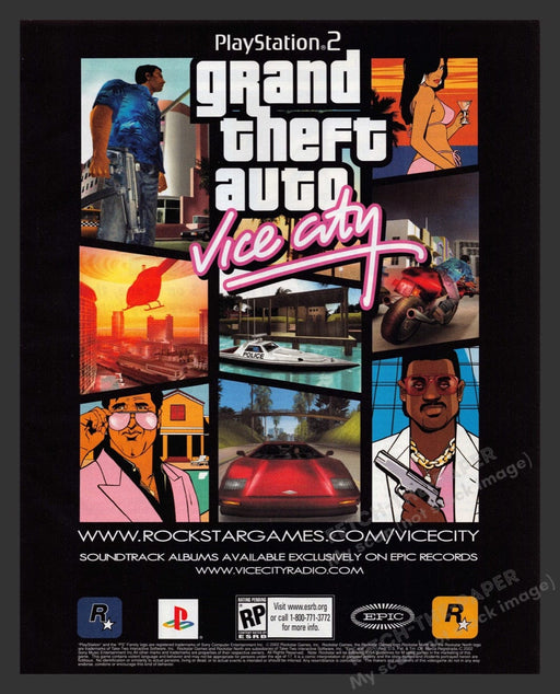 2002 Grand Theft Auto: Vice City Video Game Print Advertisement