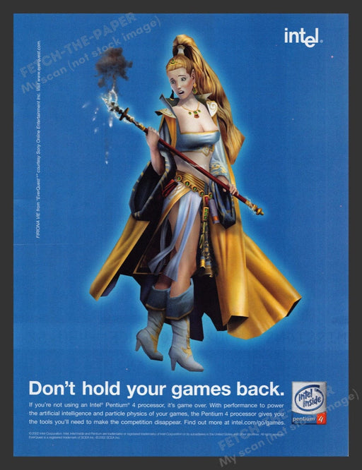 2002 Intel Pentium 4 EverQuest Firiona Vie Video Game Print Advertisement Fetch the Paper!