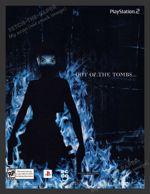 2002 Lara Croft Tomb Raider "Out of the Tombs..." Video Game Print Advertisement Fetch the Paper!