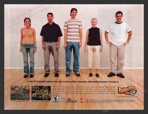 2002 Roller Coaster Tycoon 2 Peed Pants Lineup Video Game Print Advertisement Fetch the Paper!