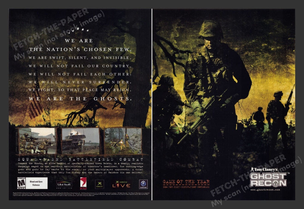 2002 Tom Clancy's Ghost Recon Video Game Print Advertisement (2 pgs) Fetch the Paper!