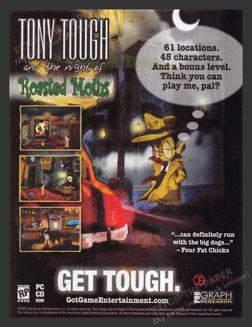 2002 Tony Tough and the Night of Roasted Moths Video Game Print Advertisement Fetch the Paper!