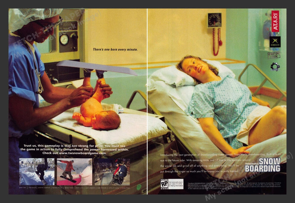 2002 Transworld Snow Boarding Delivery Rroom Baby Video Game Print Ad (2 pgs) Fetch the Paper!