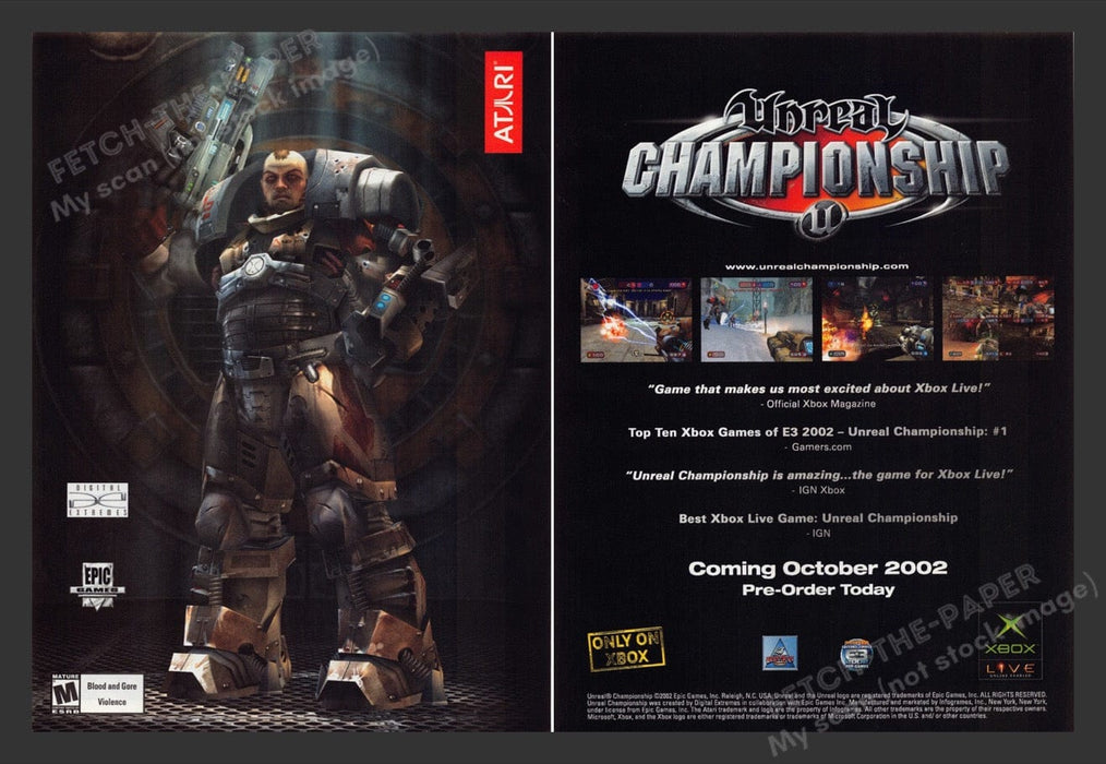 2002 Unreal Championship Video Game Print Advertisement (2 pgs) Fetch the Paper!