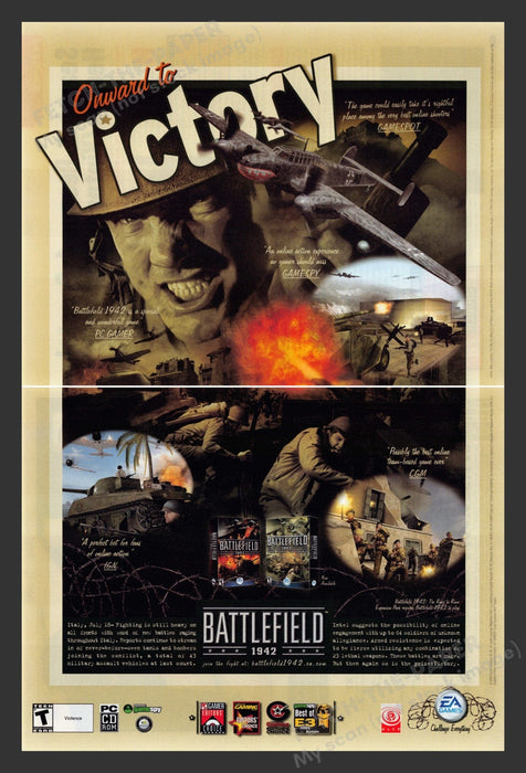 2003 Battlefield 1942 "Onward to Victory" Video Game Print Advertisement (2pgs)