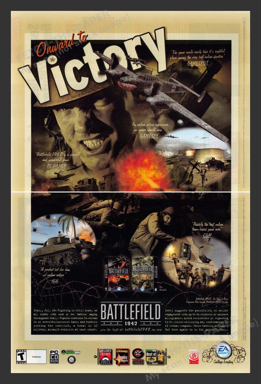 2003 Battlefield 1942 "Onward to Victory" Video Game Print Advertisement (2pgs)