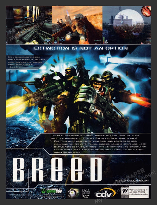2003 Breed Extinction is not an option Alien Video Game Print Advertisement