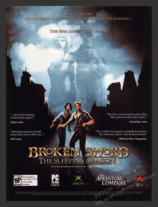 2003 Broken Sword: The Sleeping Dragon Video Game Print Advertisement