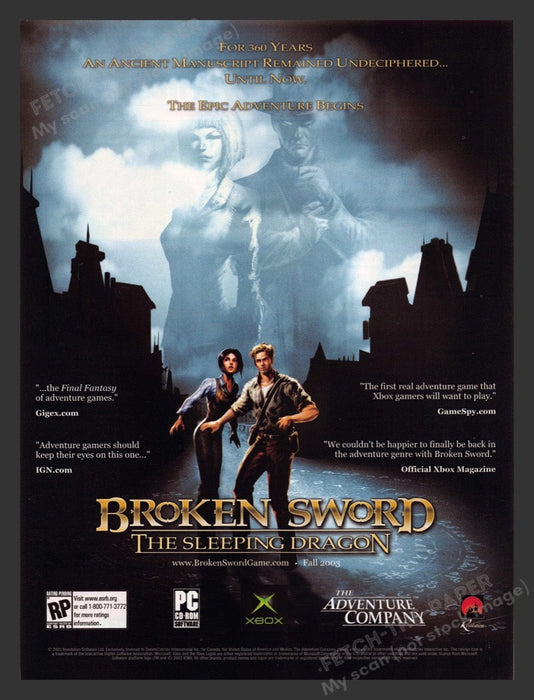 2003 Broken Sword: The Sleeping Dragon Video Game Print Advertisement