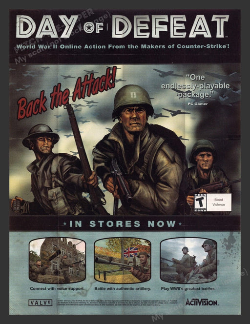 2003 Day of Defeat "Back the Attack!" Video Game Print Advertisement