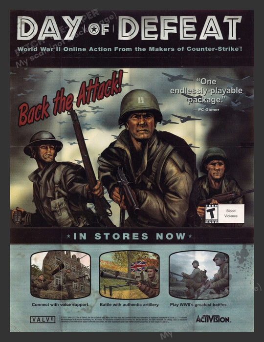 2003 Day of Defeat "Back the Attack!" Video Game Print Advertisement