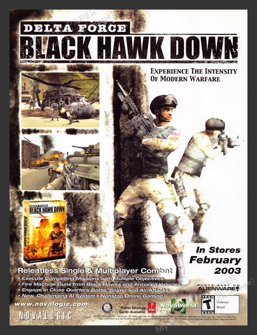 2003 Delta Force: Black Hawk Down Video Game Print Advertisement