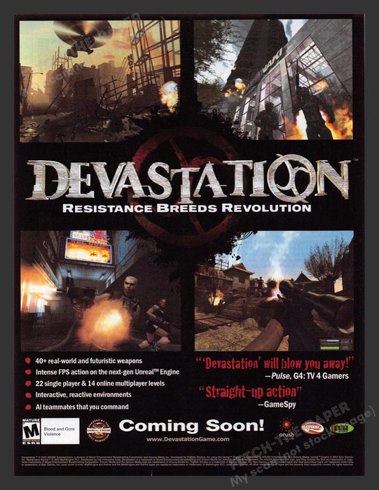 2003 Devastation: Resistance Breeds Revolution M Video Game Print Advertisement