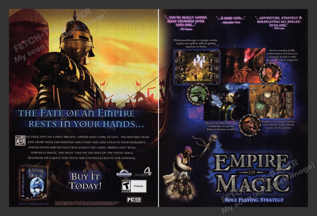 2003 Empire of Magic Video Game Print Advertisement (2 pgs) Fetch the Paper!
