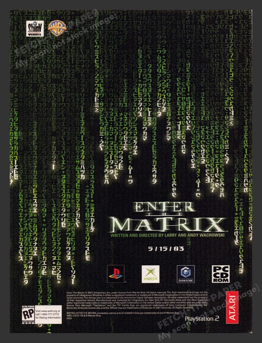 2003 Enter the Matrix Video Game Print Advertisement