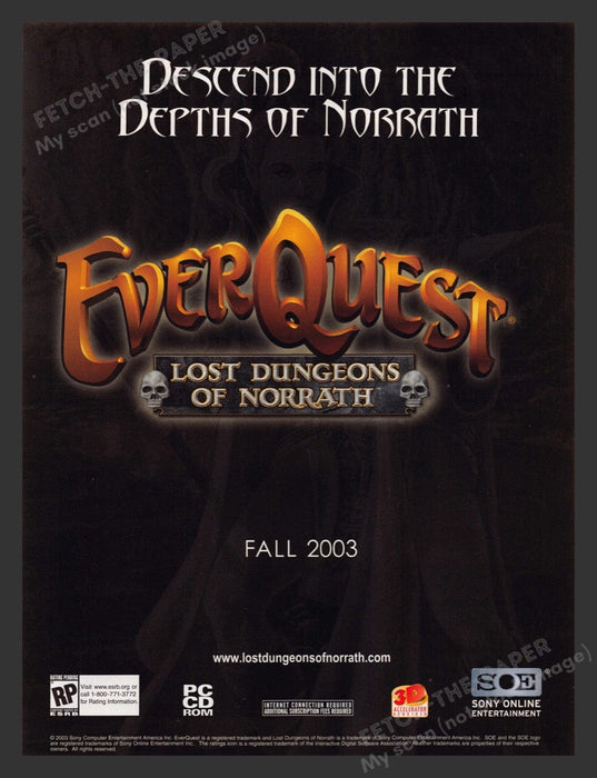 2003 EverQuest: Lost Dungeons of Norrath Video Game Print Advertisement
