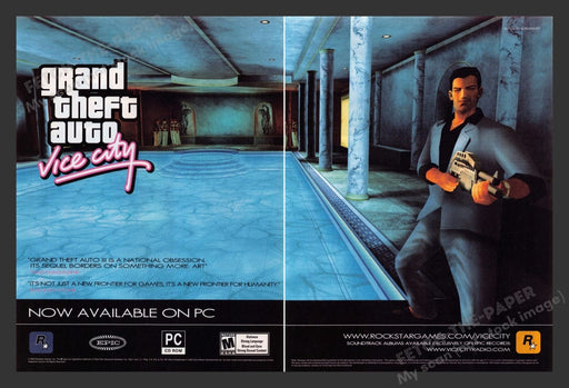 2003 GTO Grand Theft Auto: Vice City Pool Video Game Print Advertisement (2 pgs) Fetch the Paper!