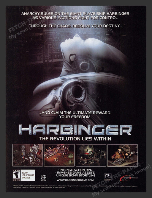 2003 Harbinger: The Revolution Lies Within Video Game Print Advertisement