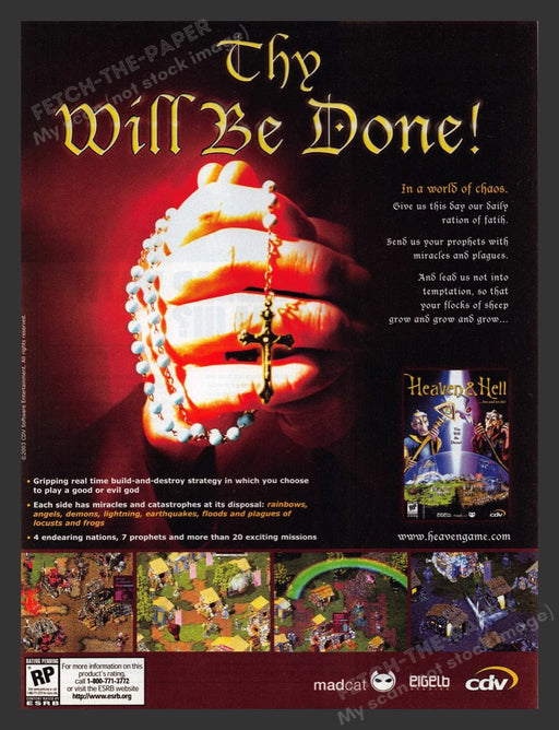 2003 Heaven & Hell "Thy will be done!" Video Game Print Advertisement Fetch the Paper!