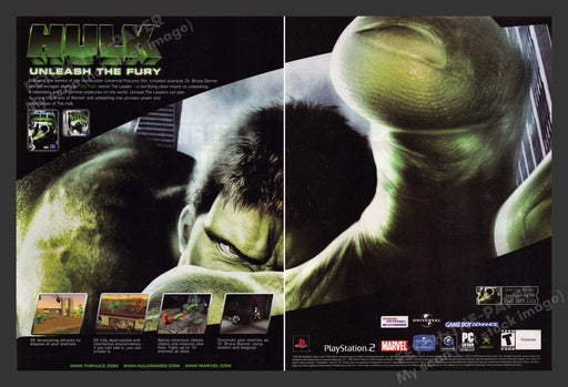 2003 Hulk: Unleash the Fury Video Game Print Advertisement (2 pgs) Fetch the Paper!