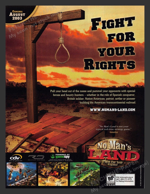 2003 No Man's Land: Fight for your rights! Video Game Print Advertisement