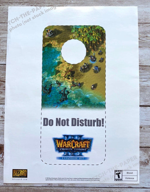 2003 ORIGINAL WarCraft: Frozen Throne "Do Not Disturb" Door Hanger (2 sided) Fetch the Paper!