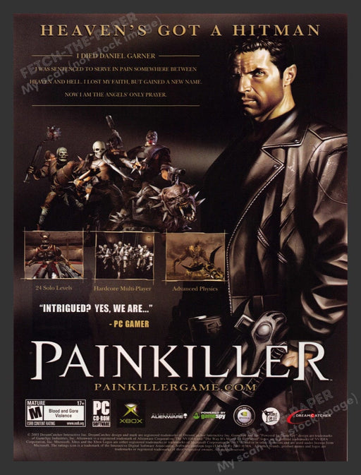 2003 Painkiller "Heaven's got a hitman" Video Game Print Advertisement