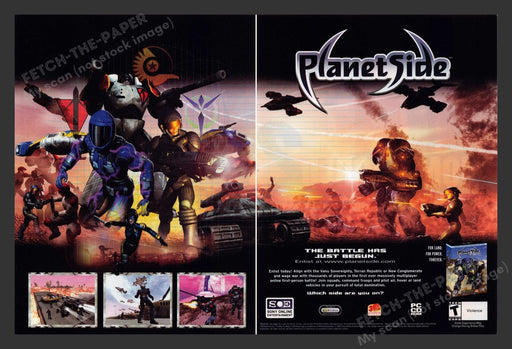 2003 PlanetSide Video Game Print Advertisement (2 pgs) Fetch the Paper!