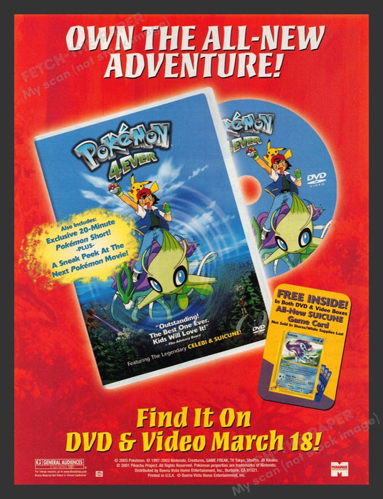 2003 Pokemon 4ever DVD Movie Release Print Advertisement