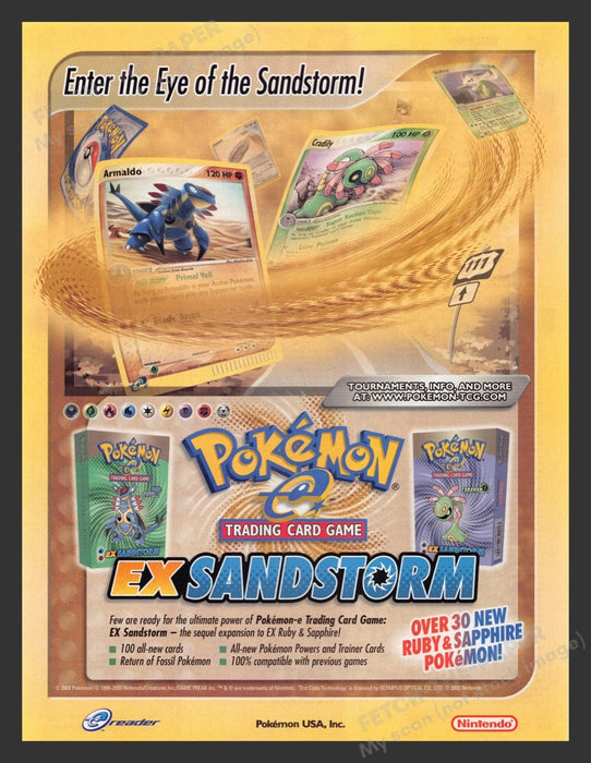 2003 Pokemon EX Sandstorm Trading Card Game Print Advertisement Fetch the Paper!