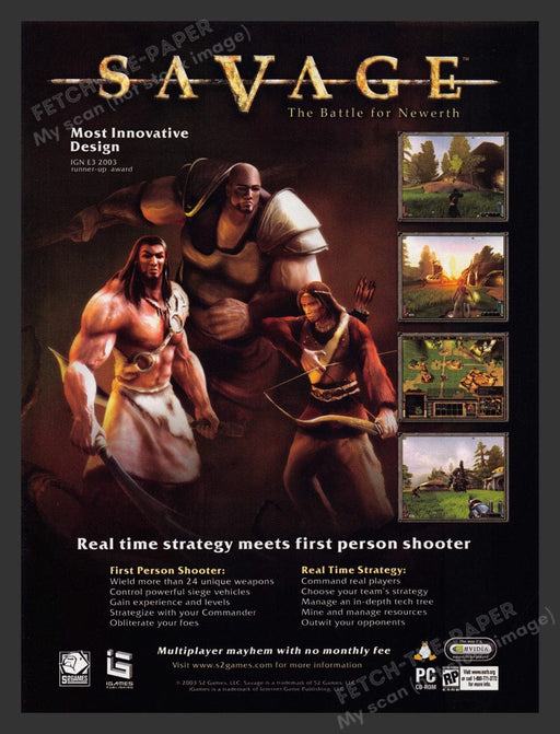 2003 Savage: The Battle for Newerth RP Video Game Print Advertisement