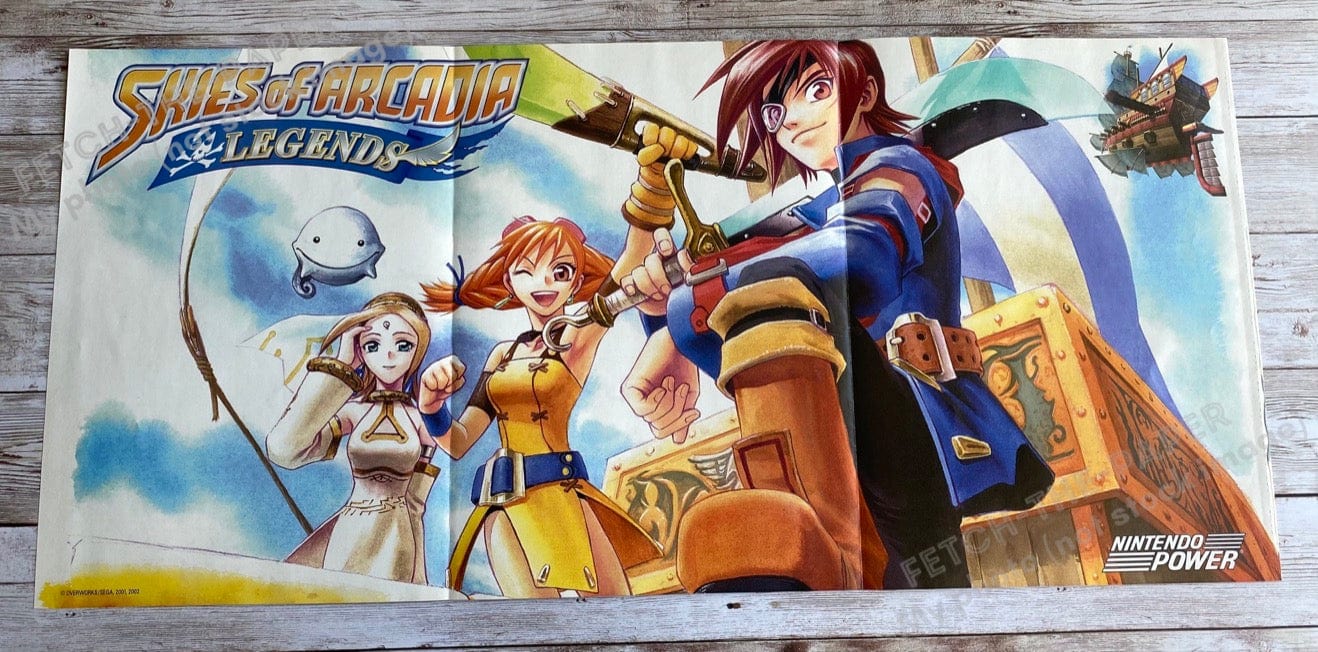 2003 Skies of Arcadia Fold-Out 10.5" x 22.5" Video Game Poster from Magazine
