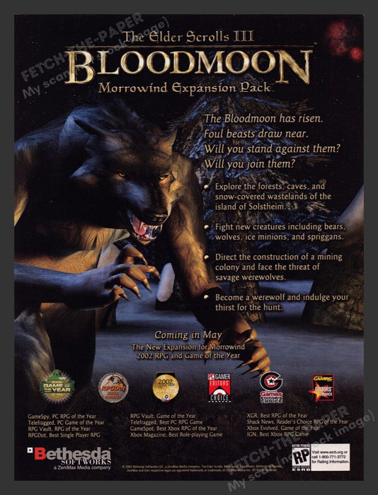 2003 The Elder Scrolls III: Bloodmoon Video Game Print Advertisement