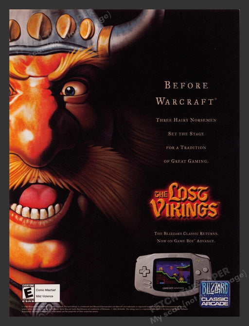 2003 The Lost Vikings Nintendo Game Boy Advance Video Game Print Advertisement