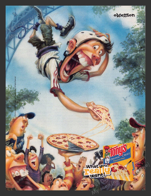 2003 Tony's Pizza "Obsession" Illustration Print Advertisement Ad