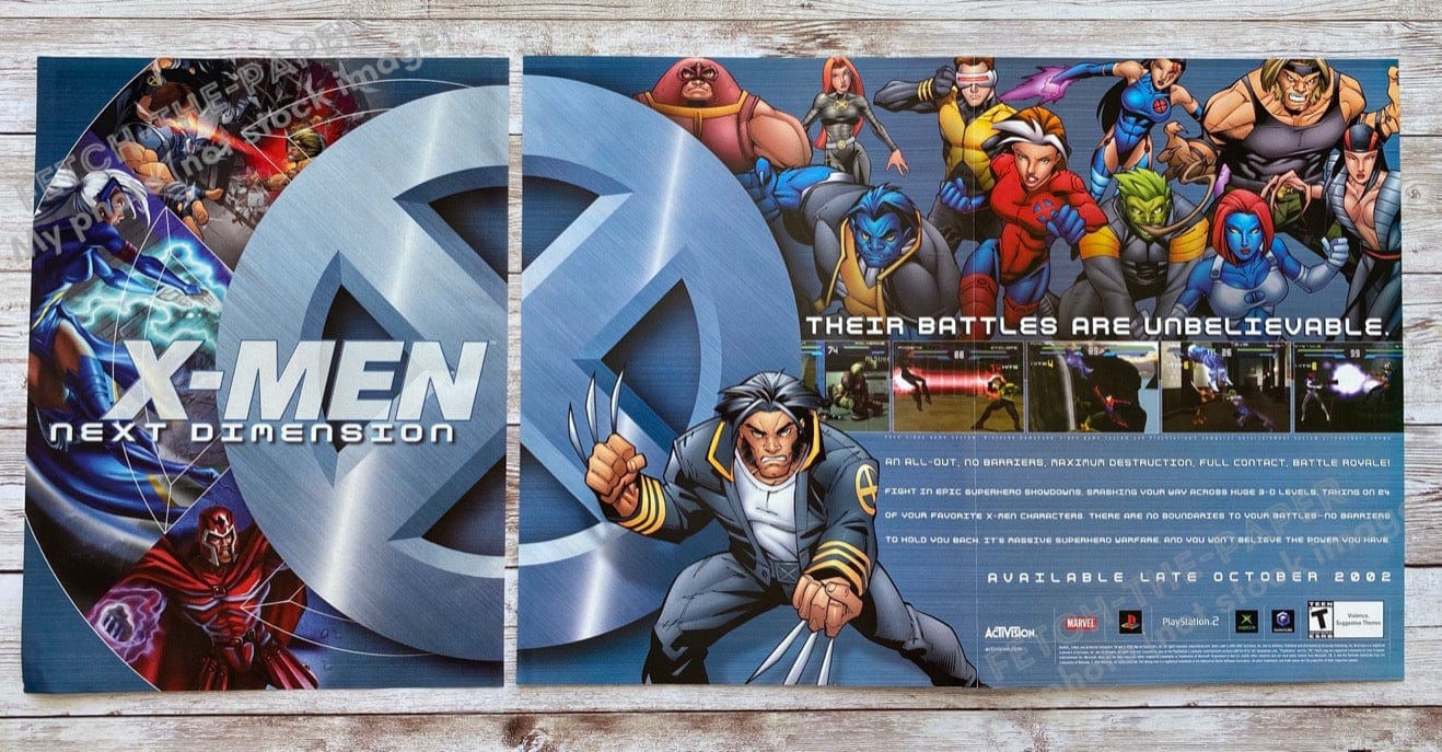 2003 X-Men: Next Dimension 10.5" x 23" Video Game Poster from Magazine Fetch the Paper!
