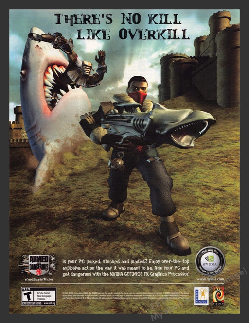 2004 Armed and Dangerous Sharks Overkill Video Game Print Advertisement