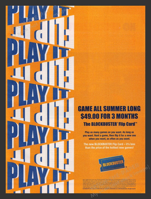 2004 Blockbuster "Play it, Flip it" Video Game Print Advertisement Fetch the Paper!