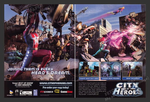 2004 City of Heroes "Dream" Video Game Print Advertisement (2 Pages)