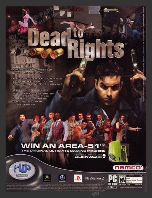 2004 Dead to Rights & Alienware Video Game Print Advertisement