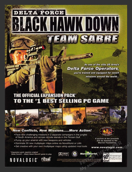2004 Delta Force: Black Hawk Down Team Sabre Video Game Print Advertisement