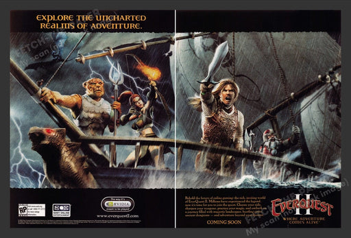 2004 EverQuest II Sailing Ship Video Game Print Advertisement (2 pgs)