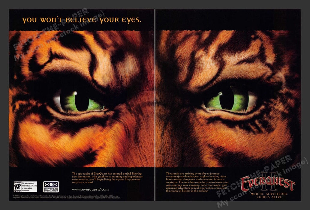 2004 EverQuest II Tiger Eyes Video Game Print Advertisement (2 Pages)