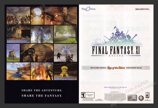 2004 Final Fantasy XI Rise of the Zilart Video Game Print Advertisement (2pgs)