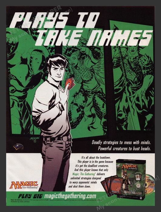 2004 Magic the Gathering "Plays to take names" Video Game Print Advertisement
