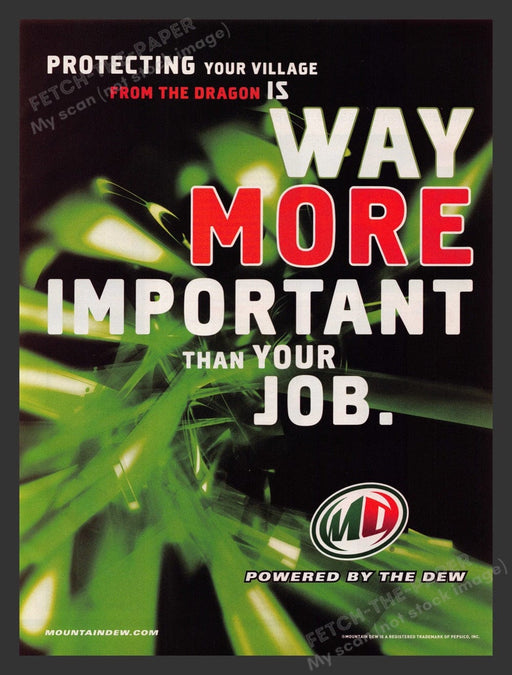2004 Mountain Dew & Video Game Playing Print Advertisement Fetch the Paper!