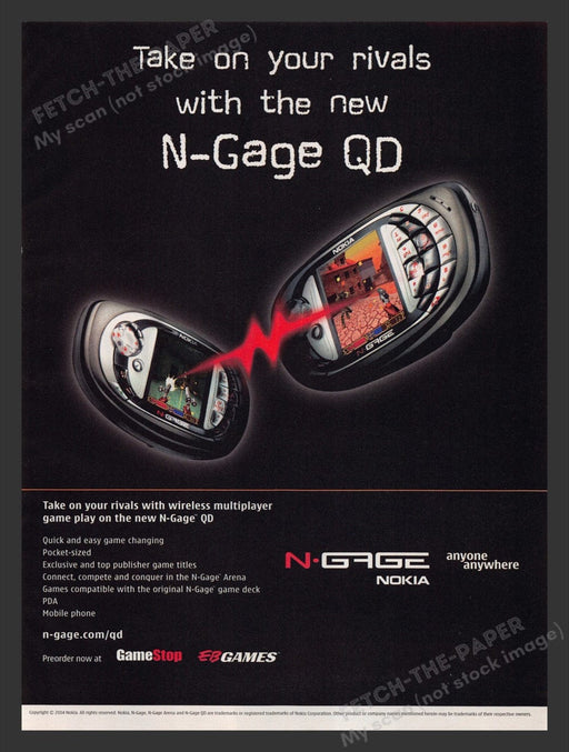 2004 N Gate Nokia N-Gage QD Video Game Print Advertisement Fetch the Paper!