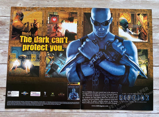 2004 The Chronicles of Riddick Fold Out 10.5" x 15" Video Game Poster Fetch the Paper!