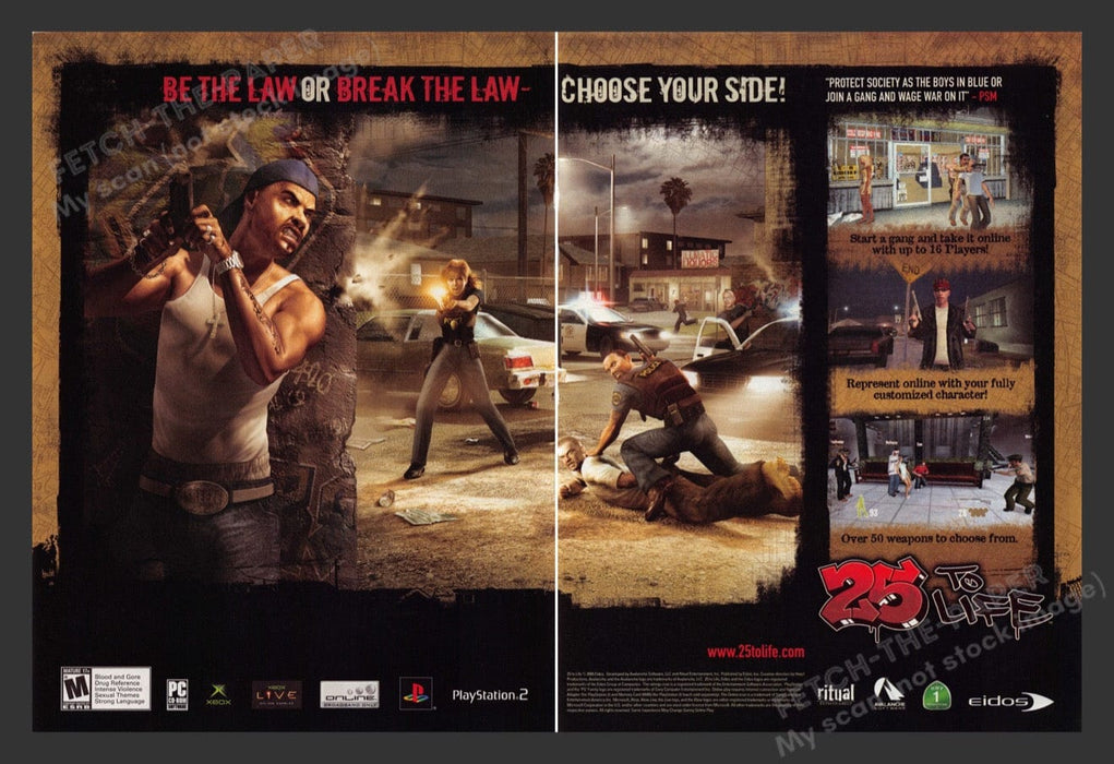 2005 25 to Life Video Game Print Advertisement (2 Pages)