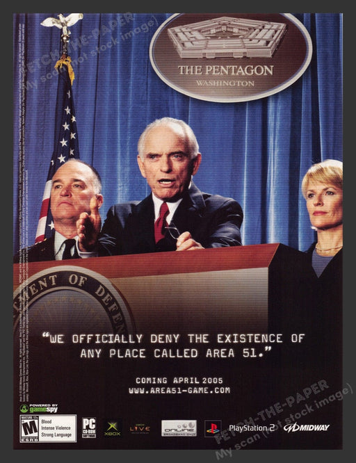 2005 Area 51 Government Denies the Existence Video Game Print Advertisement